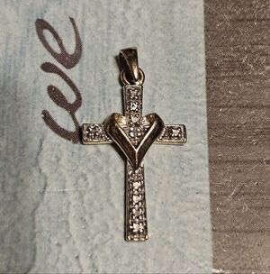 Sterling Silver 925 Cross Heart Pendant